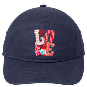 Womens Valentine Gnomes Holding Hearts Valentine's Day Gnome Love 7-Panel Snapback Hat