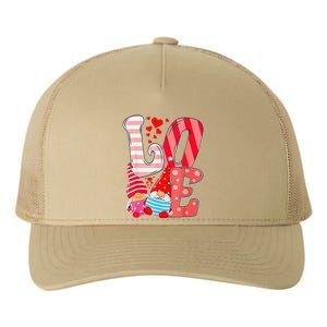 Womens Valentine Gnomes Holding Hearts Valentine's Day Gnome Love Yupoong Adult 5-Panel Trucker Hat