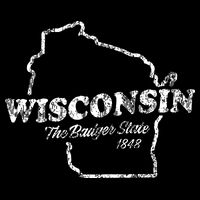 Wisconsin Vintage Graphic Wi The Badger State Button