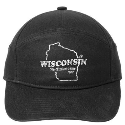 Wisconsin Vintage Graphic Wi The Badger State 7-Panel Snapback Hat