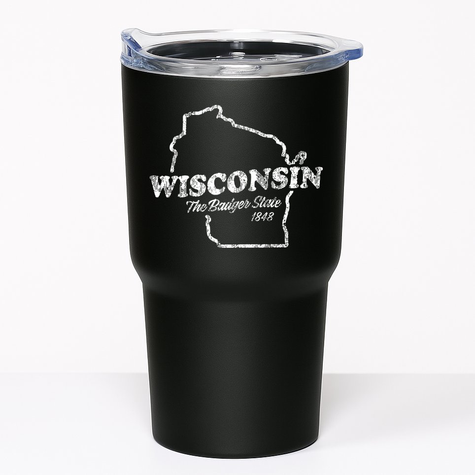 Wisconsin Vintage Graphic Wi The Badger State Tumbler