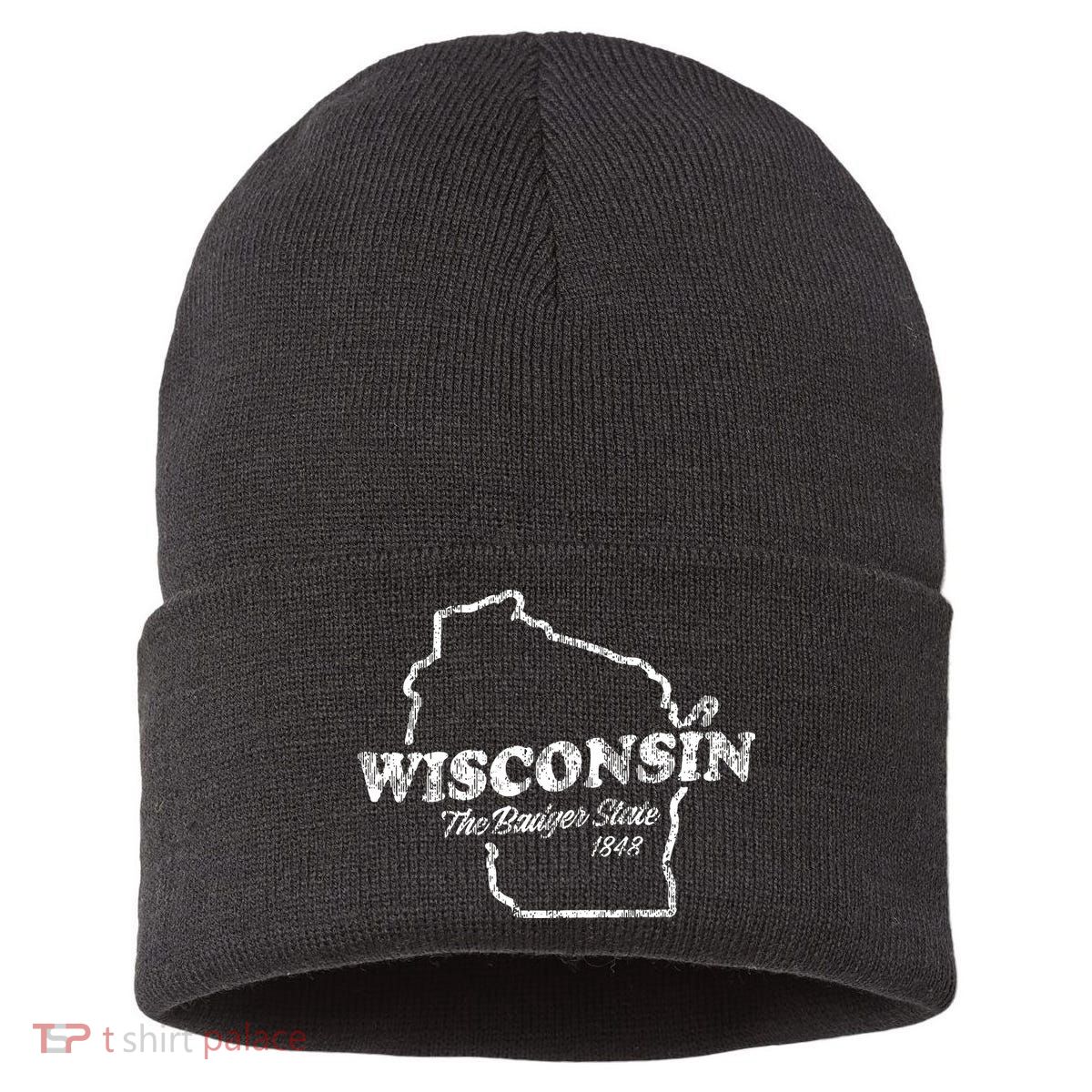 Wisconsin Vintage Graphic Wi The Badger State Sustainable Knit Beanie