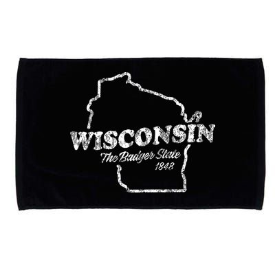 Wisconsin Vintage Graphic Wi The Badger State Microfiber Hand Towel