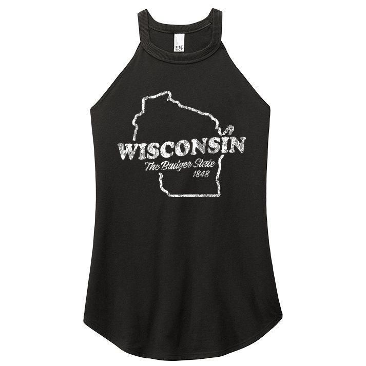 Wisconsin Vintage Graphic Wi The Badger State Women's Perfect Tri Rocker Tank