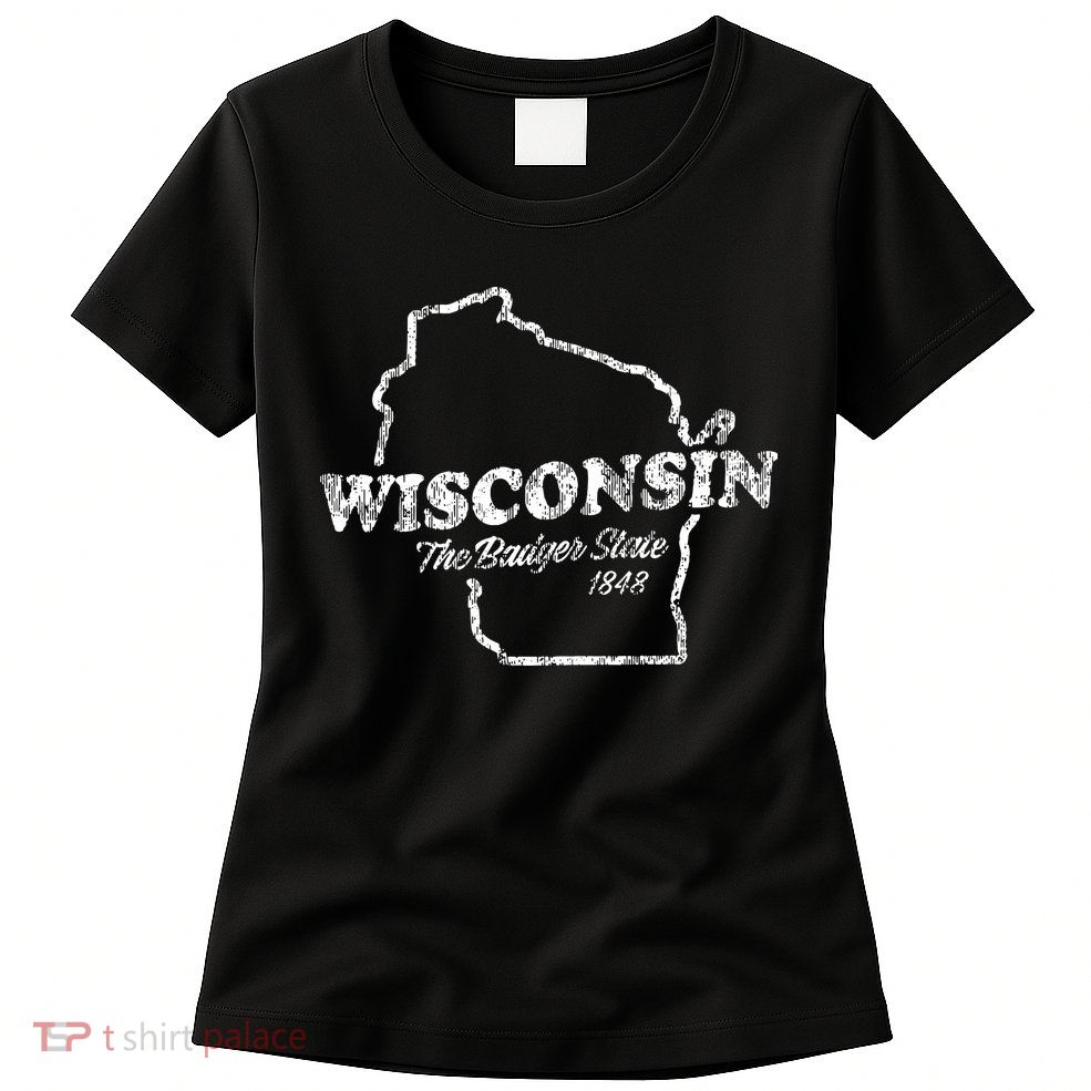 Wisconsin Vintage Graphic Wi The Badger State Womens T-Shirt