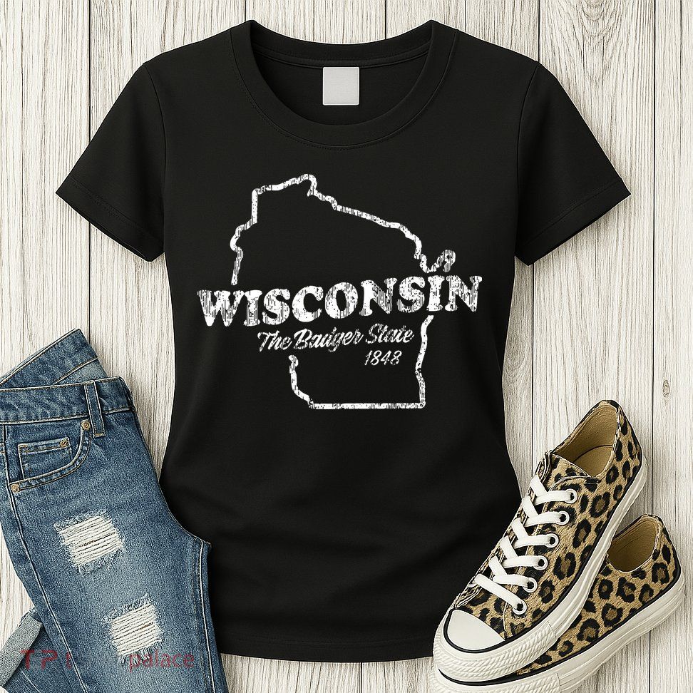 Wisconsin Vintage Graphic Wi The Badger State Womens T-Shirt