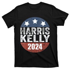 Wo Vote Harris Kelly 2024 President Distressed Us Flag Elect T-Shirt