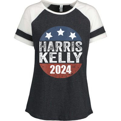 Wo Vote Harris Kelly 2024 President Distressed Us Flag Elect Enza Ladies Jersey Colorblock Tee