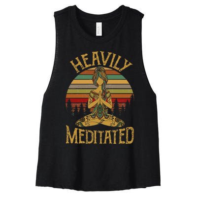 Womens Vintage Heavily Meditated Yoga Meditation Spiritual Warrior Women's Racerback Cropped Tank