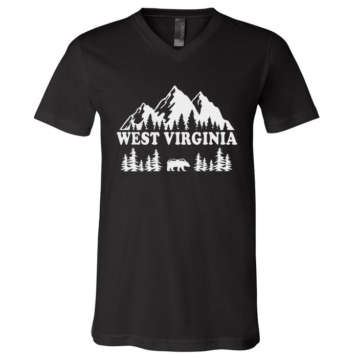 West Virginia Hiking Mountains V-Neck T-Shirt