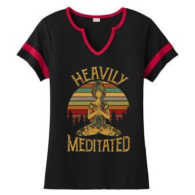 Womens Vintage Heavily Meditated Yoga Meditation Spiritual Warrior Ladies Halftime Notch Neck Tee