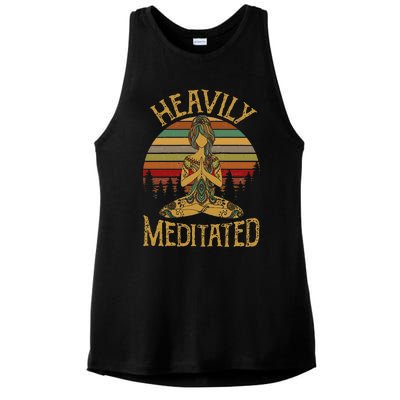 Womens Vintage Heavily Meditated Yoga Meditation Spiritual Warrior Ladies PosiCharge Tri-Blend Wicking Tank