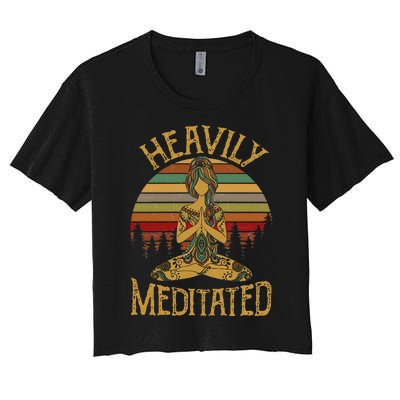 Womens Vintage Heavily Meditated Yoga Meditation Spiritual Warrior Women's Crop Top Tee