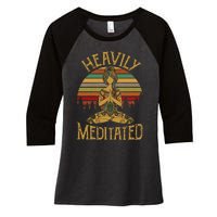 Womens Vintage Heavily Meditated Yoga Meditation Spiritual Warrior Women's Tri-Blend 3/4-Sleeve Raglan Shirt