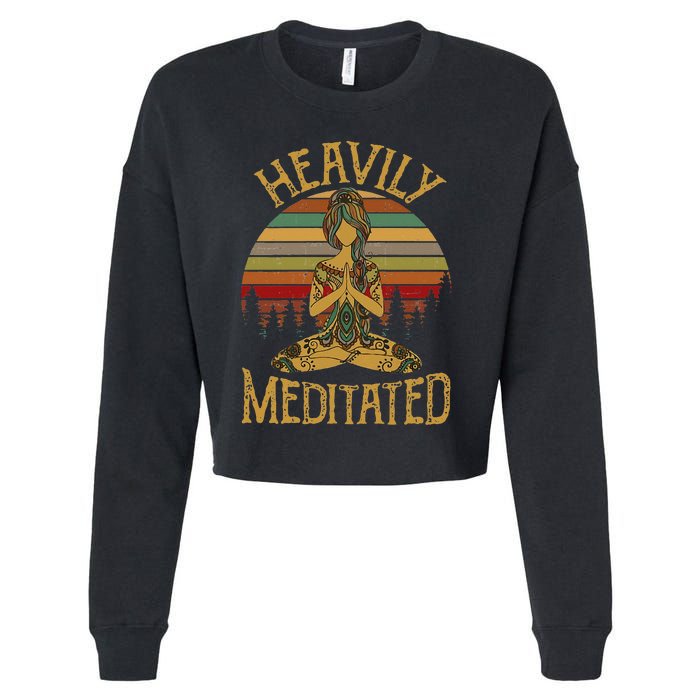 Womens Vintage Heavily Meditated Yoga Meditation Spiritual Warrior Cropped Pullover Crew