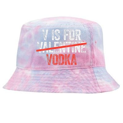 Womens V Is For Vodka Anti Valentine's Day Drinking Tie-Dyed Bucket Hat