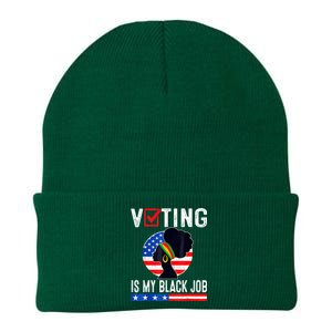 Women Voting Is My Black Job U.S Flag Funny Saying 2024 Knit Cap Winter Beanie