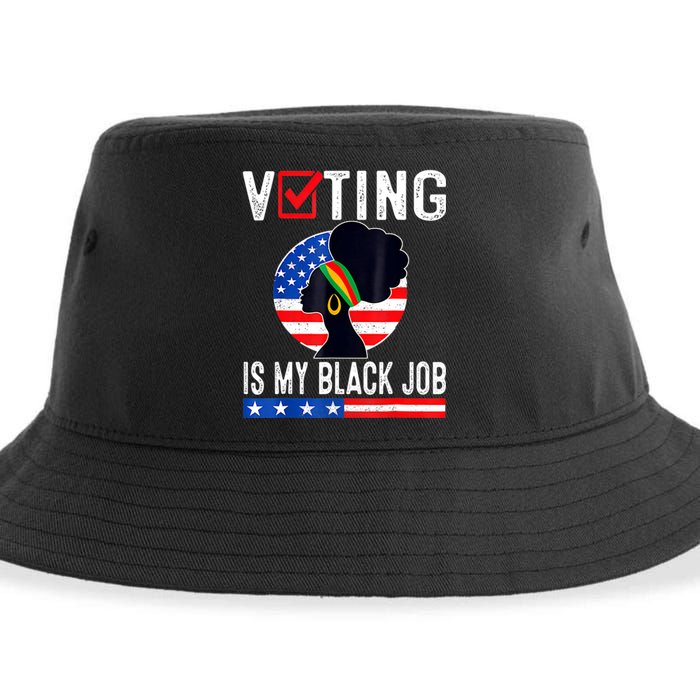 Women Voting Is My Black Job U.S Flag Funny Saying 2024 Sustainable Bucket Hat