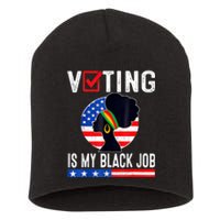 Women Voting Is My Black Job U.S Flag Funny Saying 2024 Short Acrylic Beanie