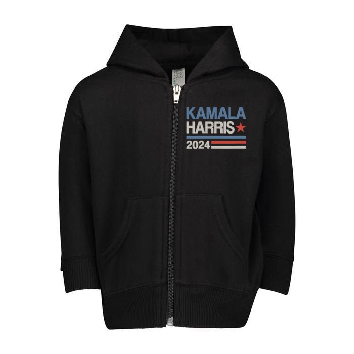 Wo Vintage Kamala Harris 2024 For President Election Campaign Toddler Zip Fleece Hoodie