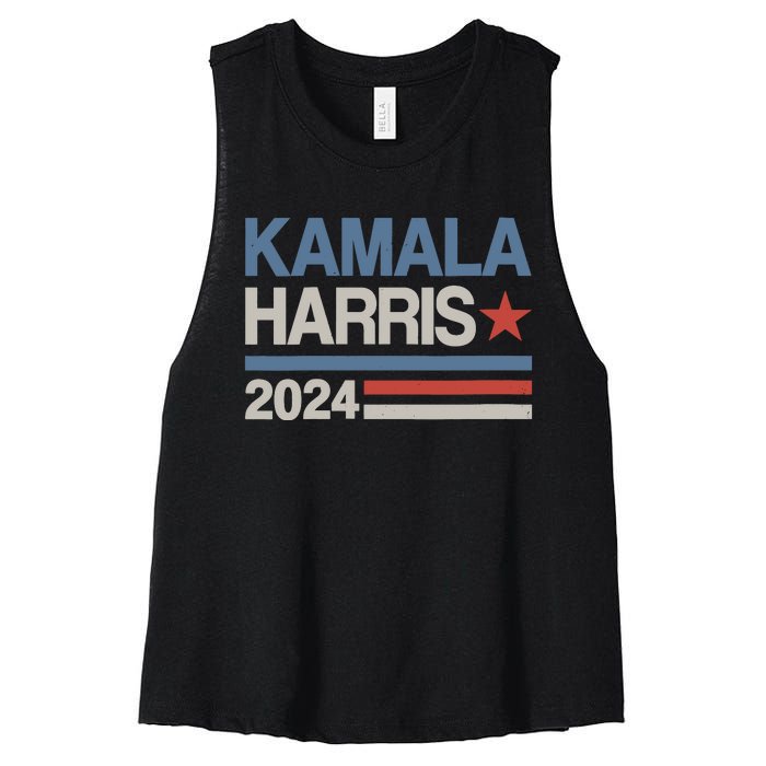 Wo Vintage Kamala Harris 2024 For President Election Campaign Women's Racerback Cropped Tank