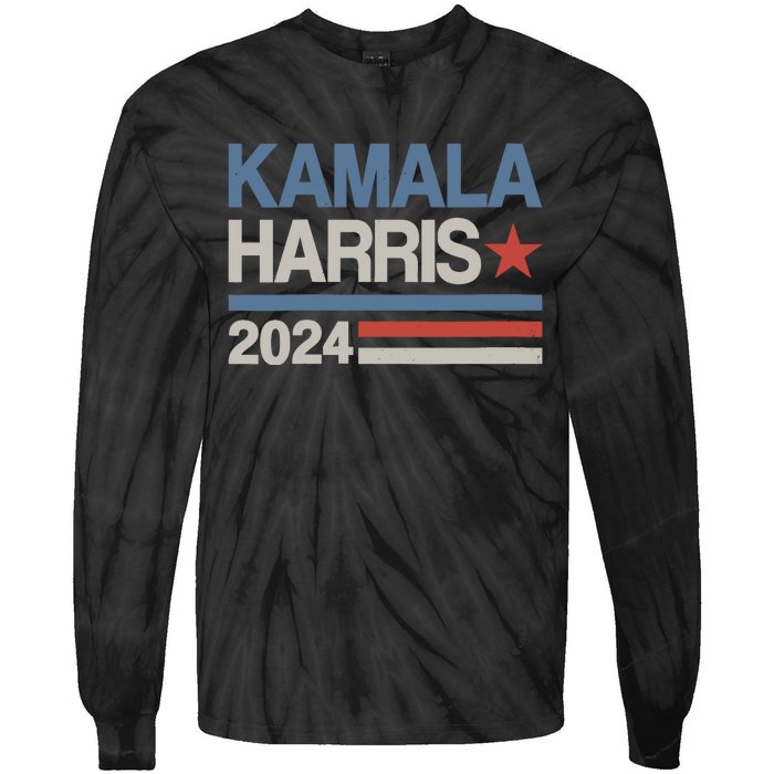 Wo Vintage Kamala Harris 2024 For President Election Campaign Tie-Dye Long Sleeve Shirt