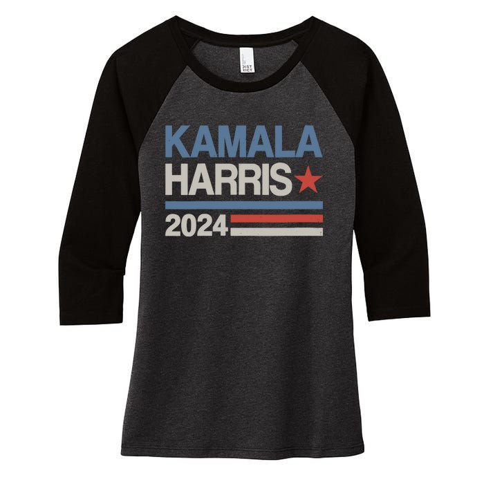 Wo Vintage Kamala Harris 2024 For President Election Campaign Women's Tri-Blend 3/4-Sleeve Raglan Shirt