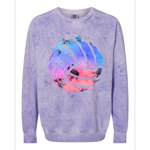 Watercolor Volleyball Lover Beach Volleyball Player Pullover Hoodie Colorblast Crewneck Sweatshirt