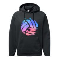 Watercolor Volleyball Lover Beach Volleyball Player Pullover Hoodie Performance Fleece Hoodie