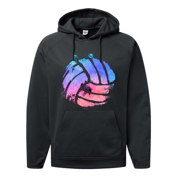 Watercolor Volleyball Lover Beach Volleyball Player Pullover Hoodie Performance Fleece Hoodie