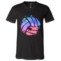 Watercolor Volleyball Lover Beach Volleyball Player Pullover Hoodie V-Neck T-Shirt