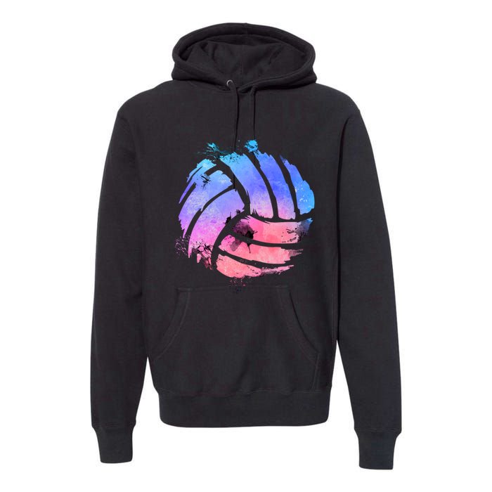 Watercolor Volleyball Lover Beach Volleyball Player Pullover Hoodie Premium Hoodie