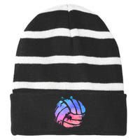 Watercolor Volleyball Lover Beach Volleyball Player Pullover Hoodie Striped Beanie with Solid Band