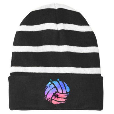 Watercolor Volleyball Lover Beach Volleyball Player Pullover Hoodie Striped Beanie with Solid Band