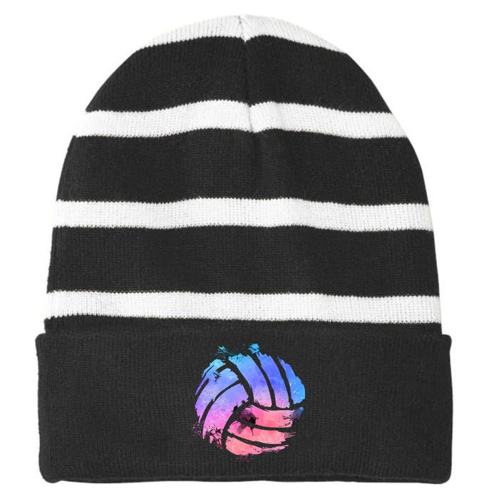 Watercolor Volleyball Lover Beach Volleyball Player Pullover Hoodie Striped Beanie with Solid Band