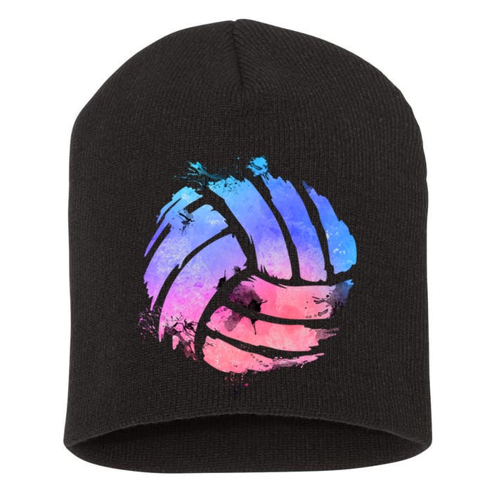 Watercolor Volleyball Lover Beach Volleyball Player Pullover Hoodie Short Acrylic Beanie