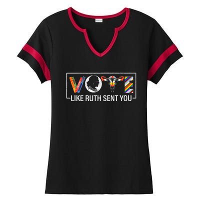 Women Vote Like Ruth Sent You Uterus Feminist Ladies Halftime Notch Neck Tee