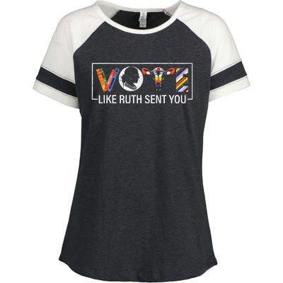 Women Vote Like Ruth Sent You Uterus Feminist Enza Ladies Jersey Colorblock Tee