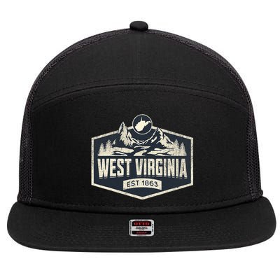 West Virginia Map Home 7 Panel Mesh Trucker Snapback Hat