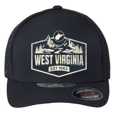 West Virginia Map Home Flexfit Unipanel Trucker Cap