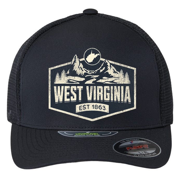 West Virginia Map Home Flexfit Unipanel Trucker Cap