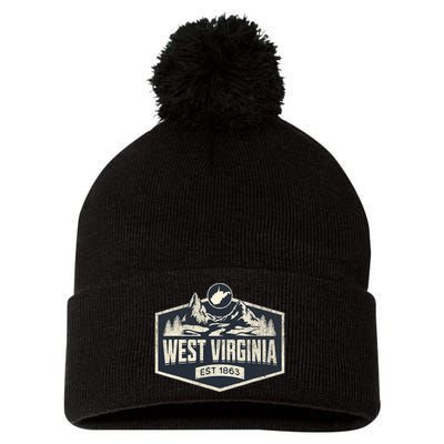 West Virginia Map Home Pom Pom 12in Knit Beanie