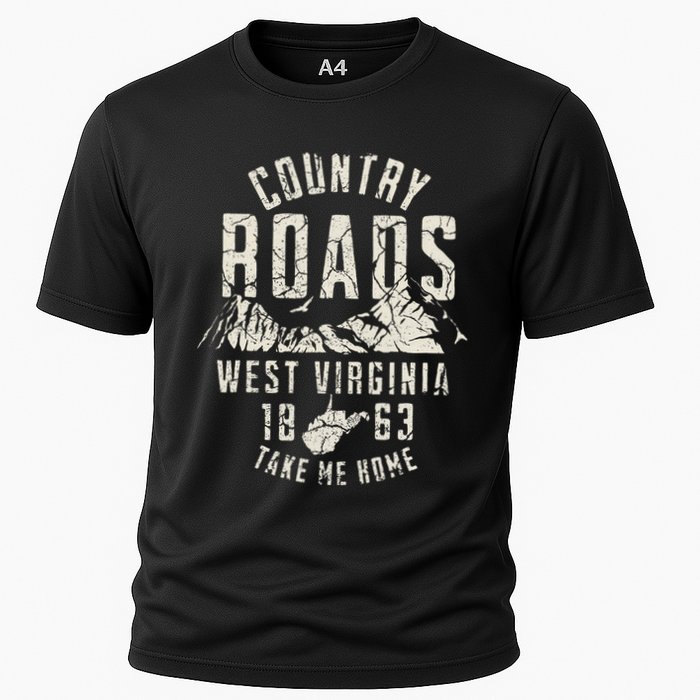 West Virginia Map Home Country Roads Cooling Performance Crew T-Shirt