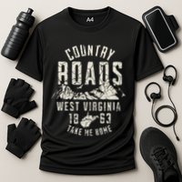 West Virginia Map Home Country Roads Cooling Performance Crew T-Shirt