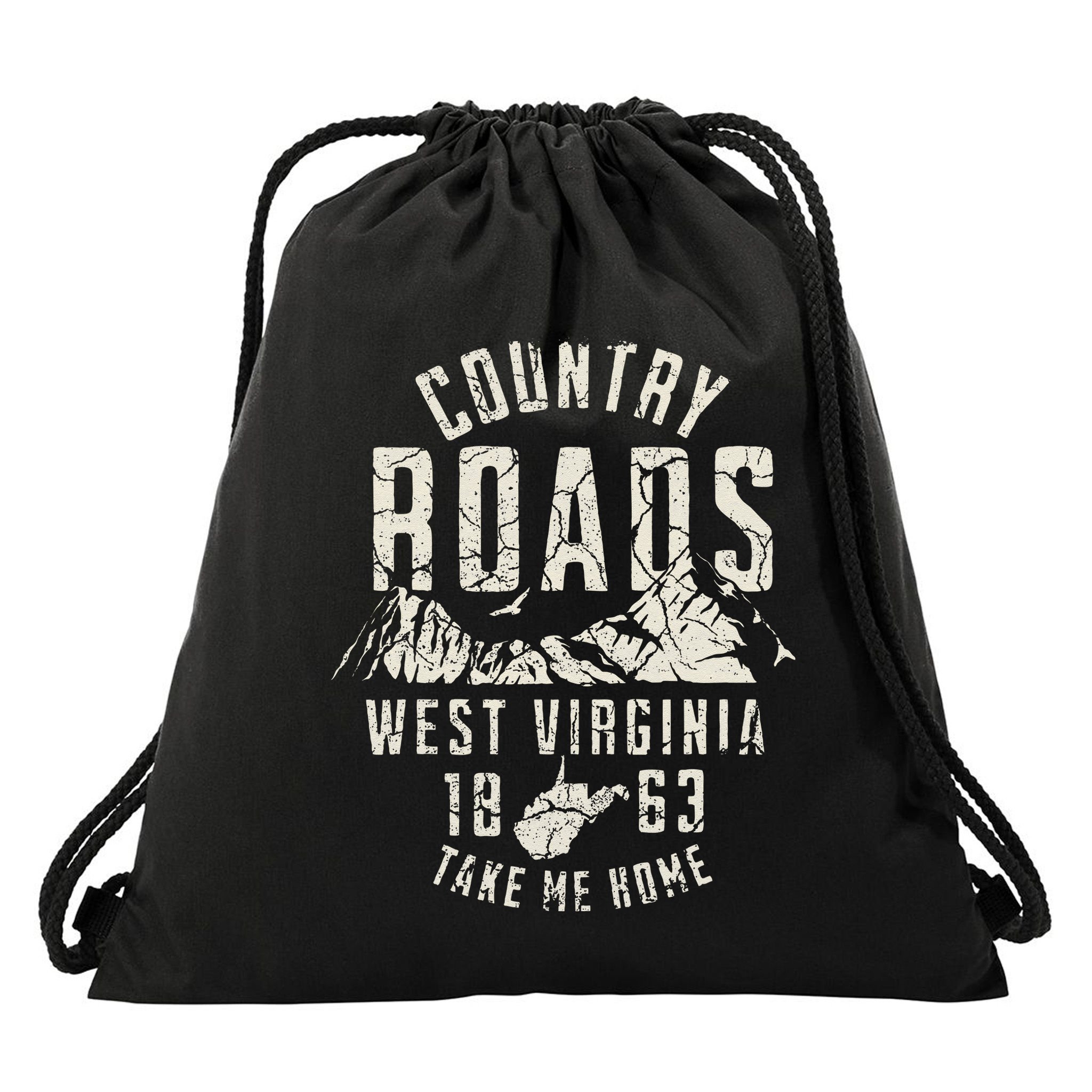 West Virginia Map Home Country Roads Drawstring Bag