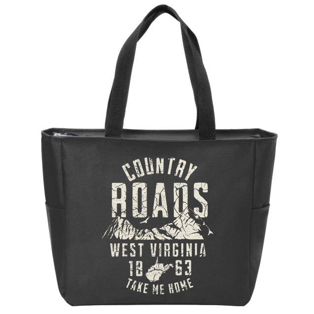 West Virginia Map Home Country Roads Zip Tote Bag