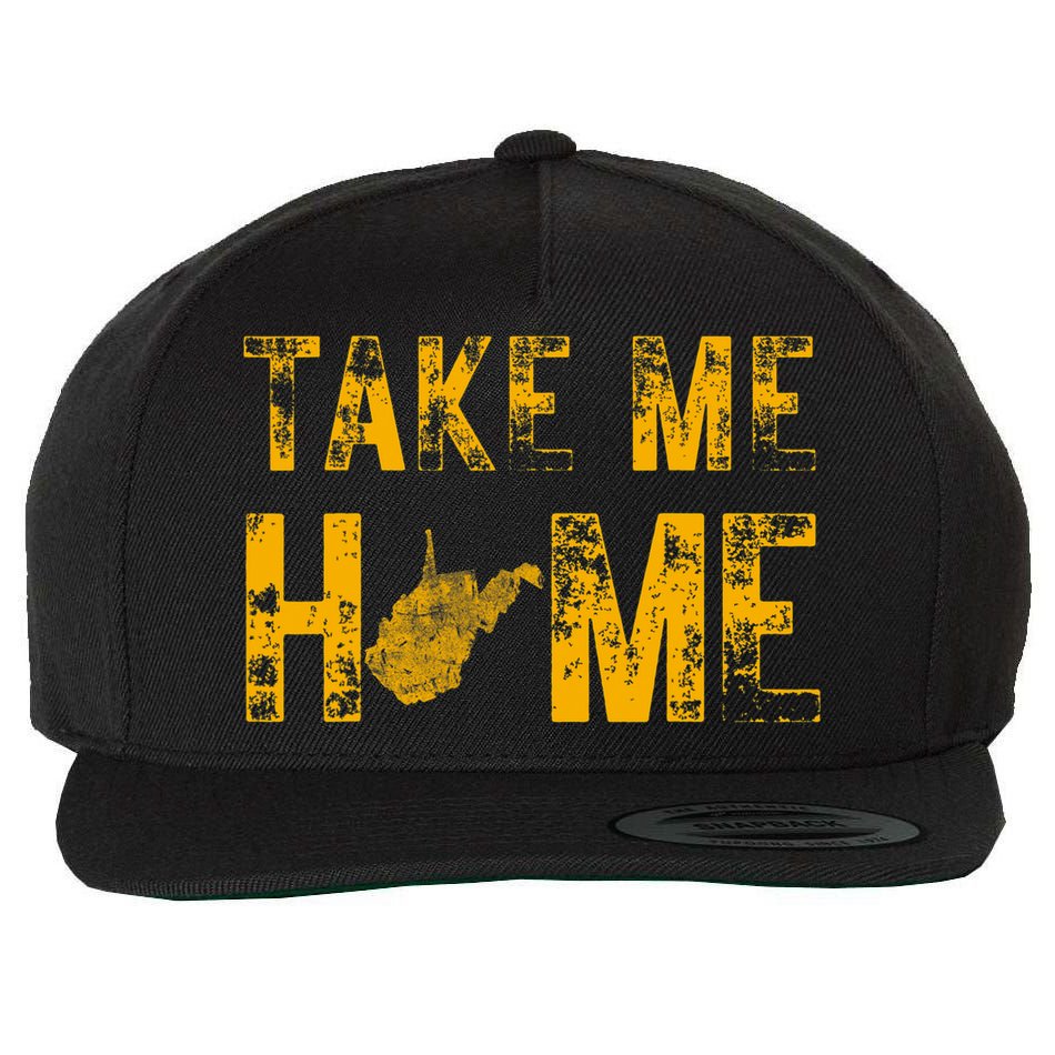 West Virginia Map Home WV Vintage Wool Snapback Cap