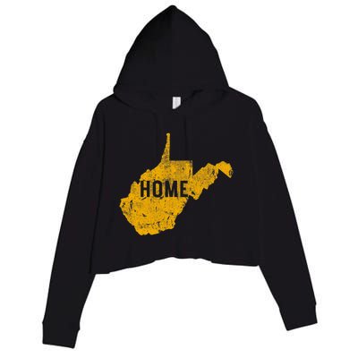 West Virginia Map Home WV Vintage Crop Fleece Hoodie