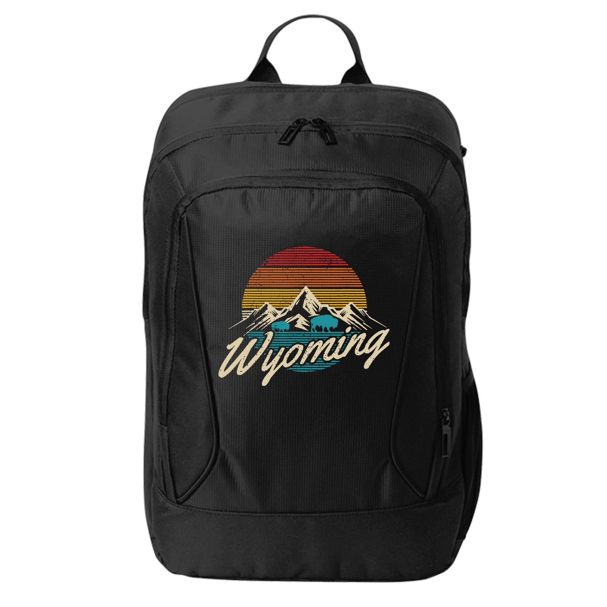 Wyoming Vintage Mountains Bison American Buffalo Gift City Backpack