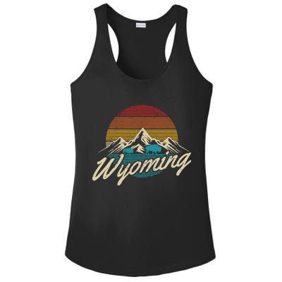Wyoming Vintage Mountains Bison American Buffalo Gift Ladies PosiCharge Competitor Racerback Tank